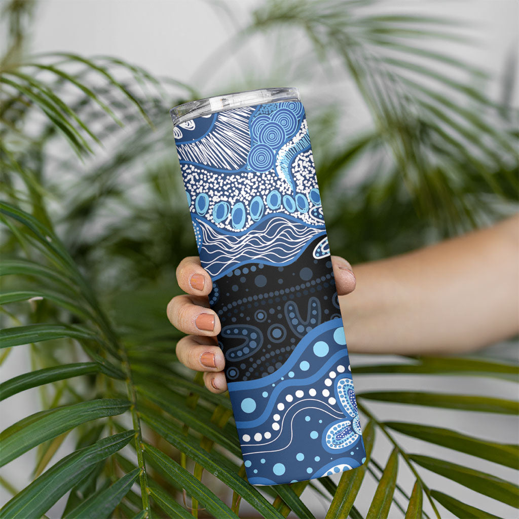 Prostate Cancer Month Aussie Indigenous Skinny Tumbler Blue Ribbon Aboriginal Arts