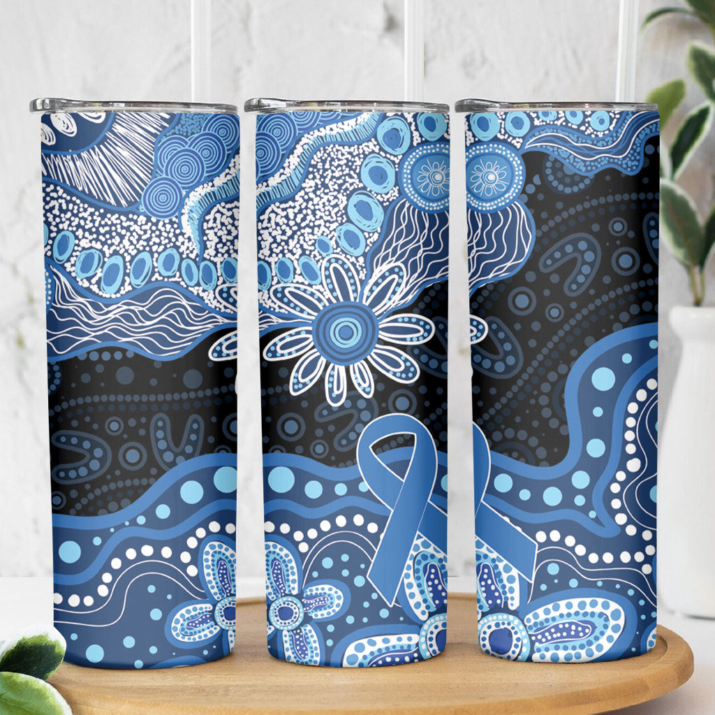 Prostate Cancer Month Aussie Indigenous Skinny Tumbler Blue Ribbon Aboriginal Arts