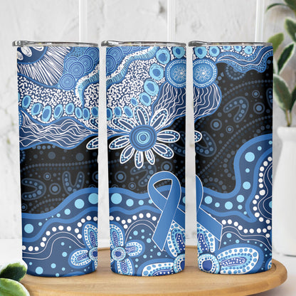 Prostate Cancer Month Aussie Indigenous Skinny Tumbler Blue Ribbon Aboriginal Arts