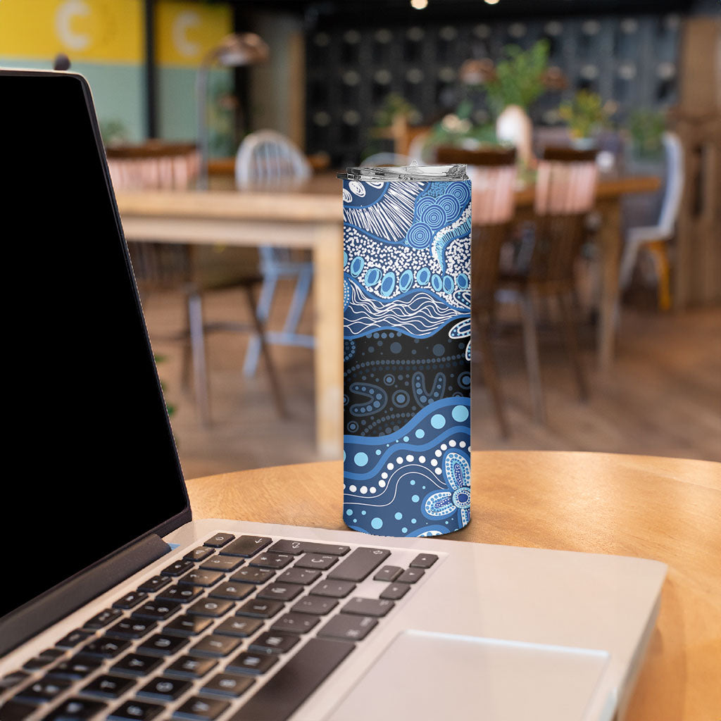 Prostate Cancer Month Aussie Indigenous Skinny Tumbler Blue Ribbon Aboriginal Arts
