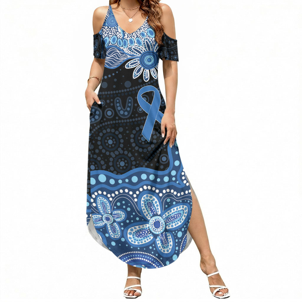 Prostate Cancer Month Aussie Indigenous Summer Maxi Dress Blue Ribbon Aboriginal Arts