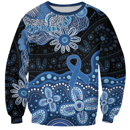 Prostate Cancer Month Aussie Indigenous Sweatshirt Blue Ribbon Aboriginal Arts