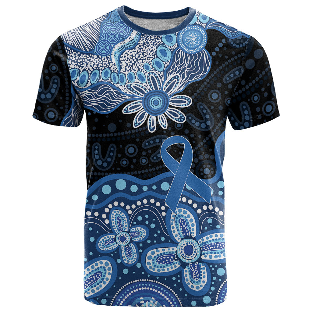 Prostate Cancer Month Aussie Indigenous T Shirt Blue Ribbon Aboriginal Arts
