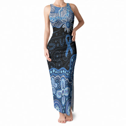 Prostate Cancer Month Aussie Indigenous Tank Maxi Dress Blue Ribbon Aboriginal Arts