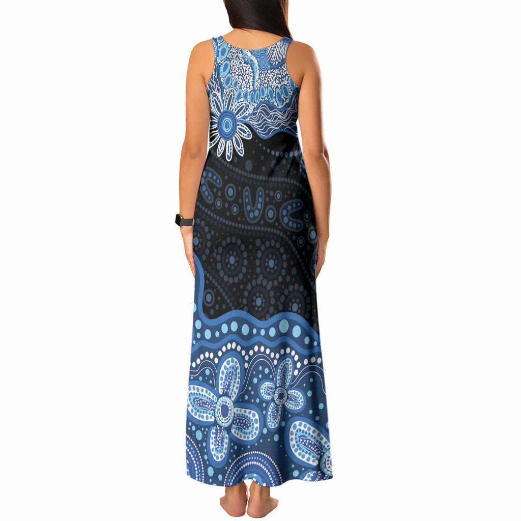 Prostate Cancer Month Aussie Indigenous Tank Maxi Dress Blue Ribbon Aboriginal Arts
