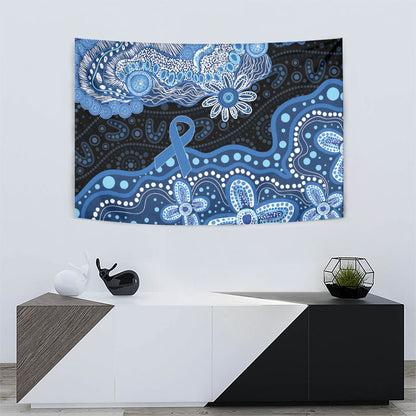 Prostate Cancer Month Aussie Indigenous Tapestry Blue Ribbon Aboriginal Arts
