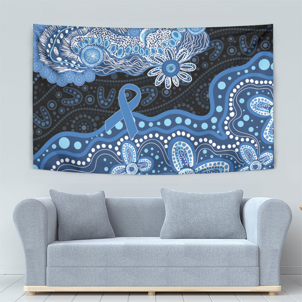 Prostate Cancer Month Aussie Indigenous Tapestry Blue Ribbon Aboriginal Arts