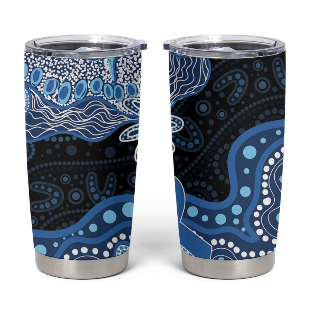 Prostate Cancer Month Aussie Indigenous Tumbler Cup Blue Ribbon Aboriginal Arts