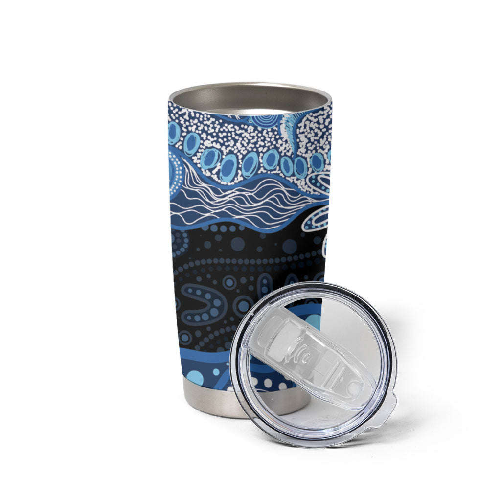 Prostate Cancer Month Aussie Indigenous Tumbler Cup Blue Ribbon Aboriginal Arts