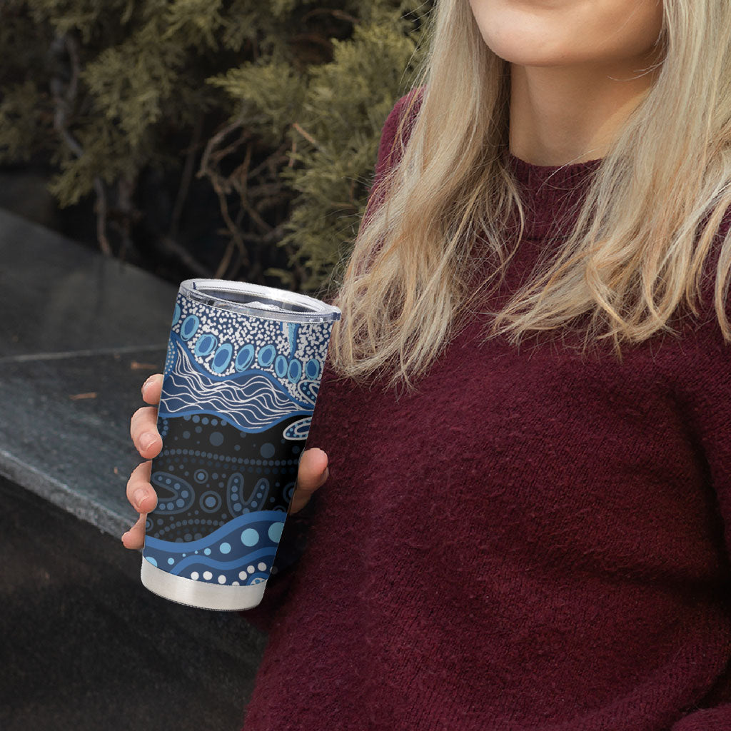 Prostate Cancer Month Aussie Indigenous Tumbler Cup Blue Ribbon Aboriginal Arts