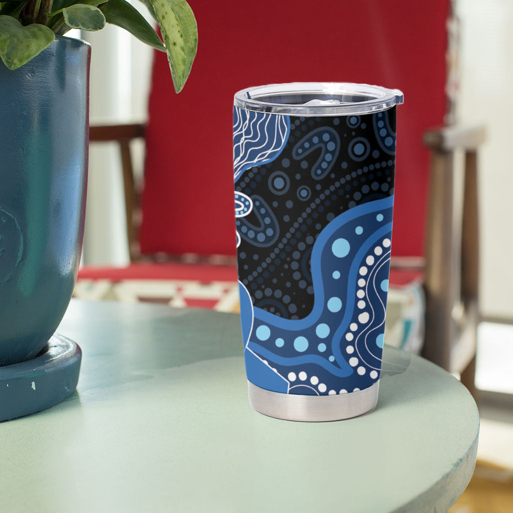Prostate Cancer Month Aussie Indigenous Tumbler Cup Blue Ribbon Aboriginal Arts