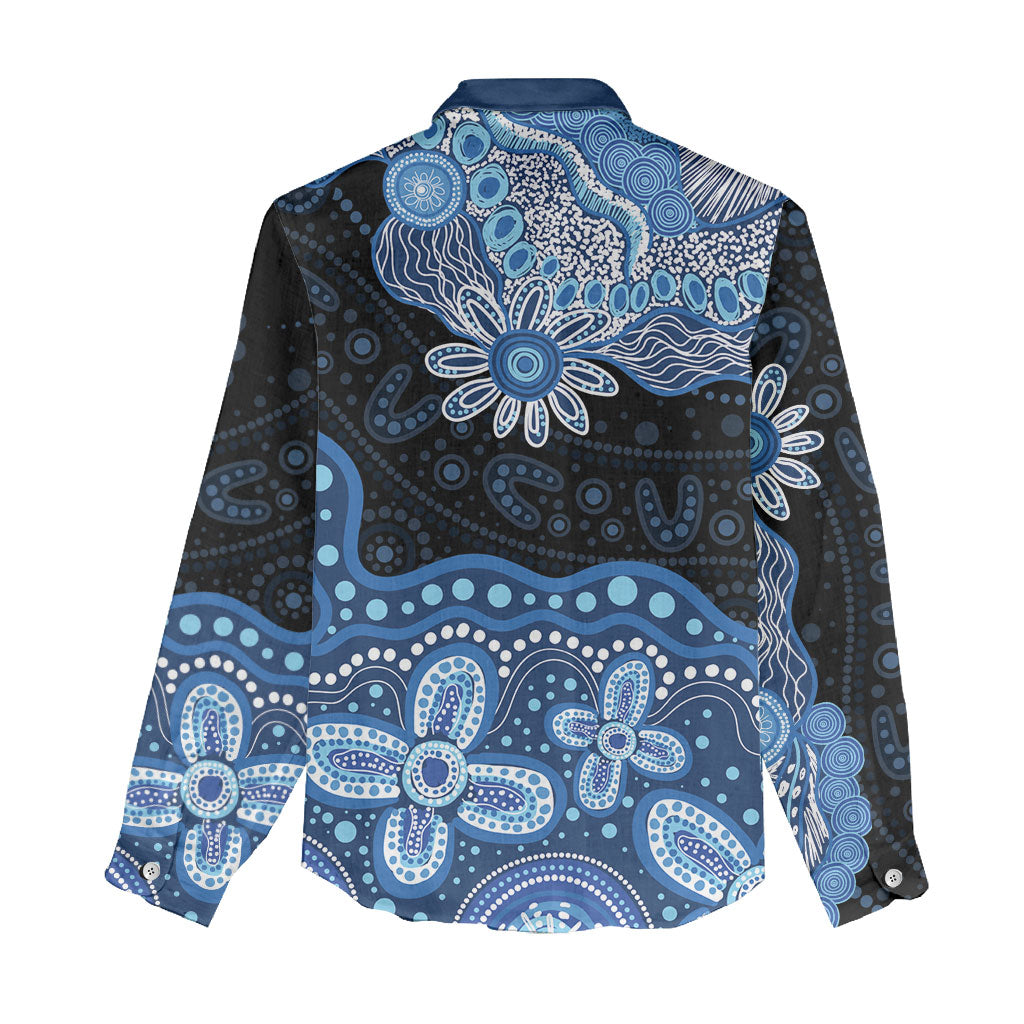 Prostate Cancer Month Aussie Indigenous Women Casual Shirt Blue Ribbon Aboriginal Arts