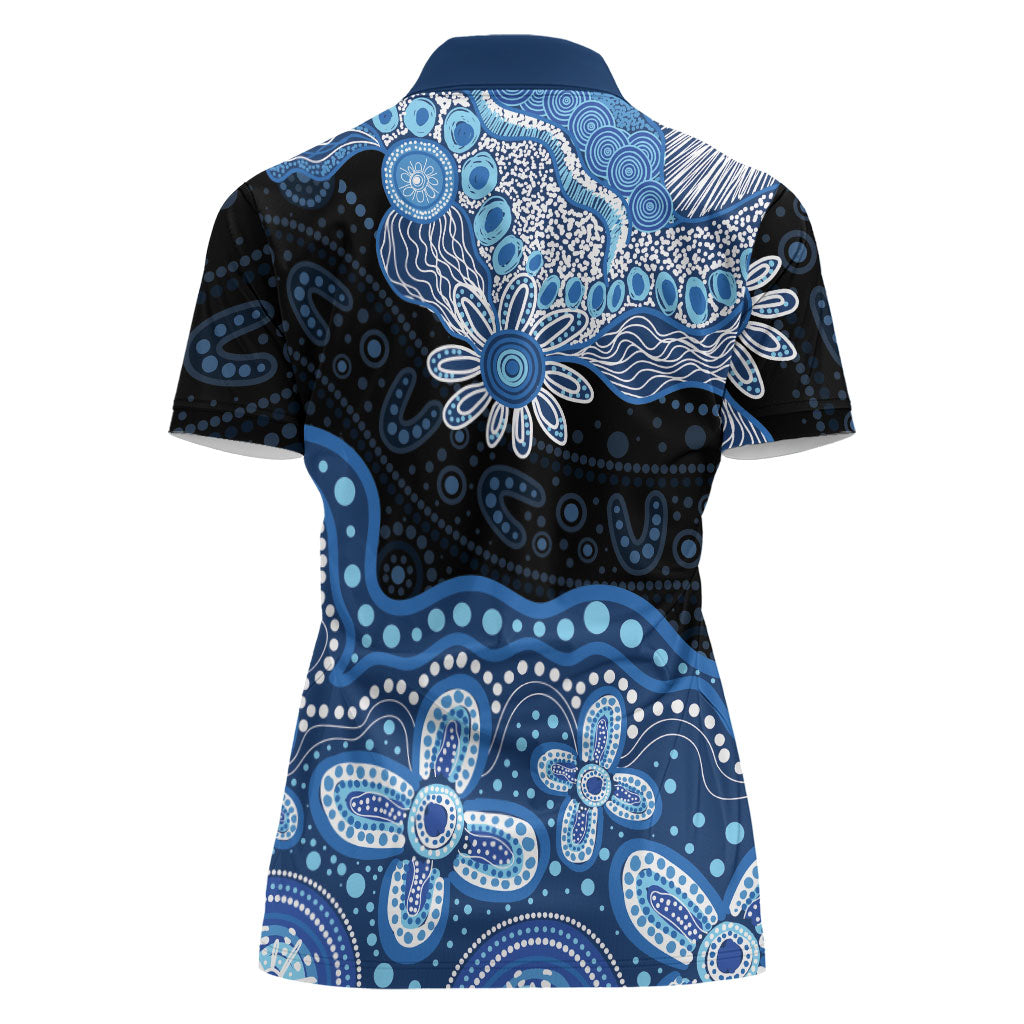 Prostate Cancer Month Aussie Indigenous Women Polo Shirt Blue Ribbon Aboriginal Arts
