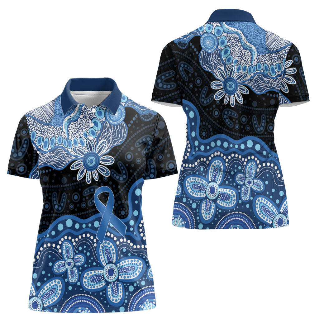 Prostate Cancer Month Aussie Indigenous Women Polo Shirt Blue Ribbon Aboriginal Arts