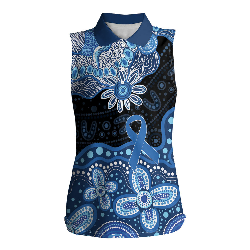 Prostate Cancer Month Aussie Indigenous Women Sleeveless Polo Shirt Blue Ribbon Aboriginal Arts