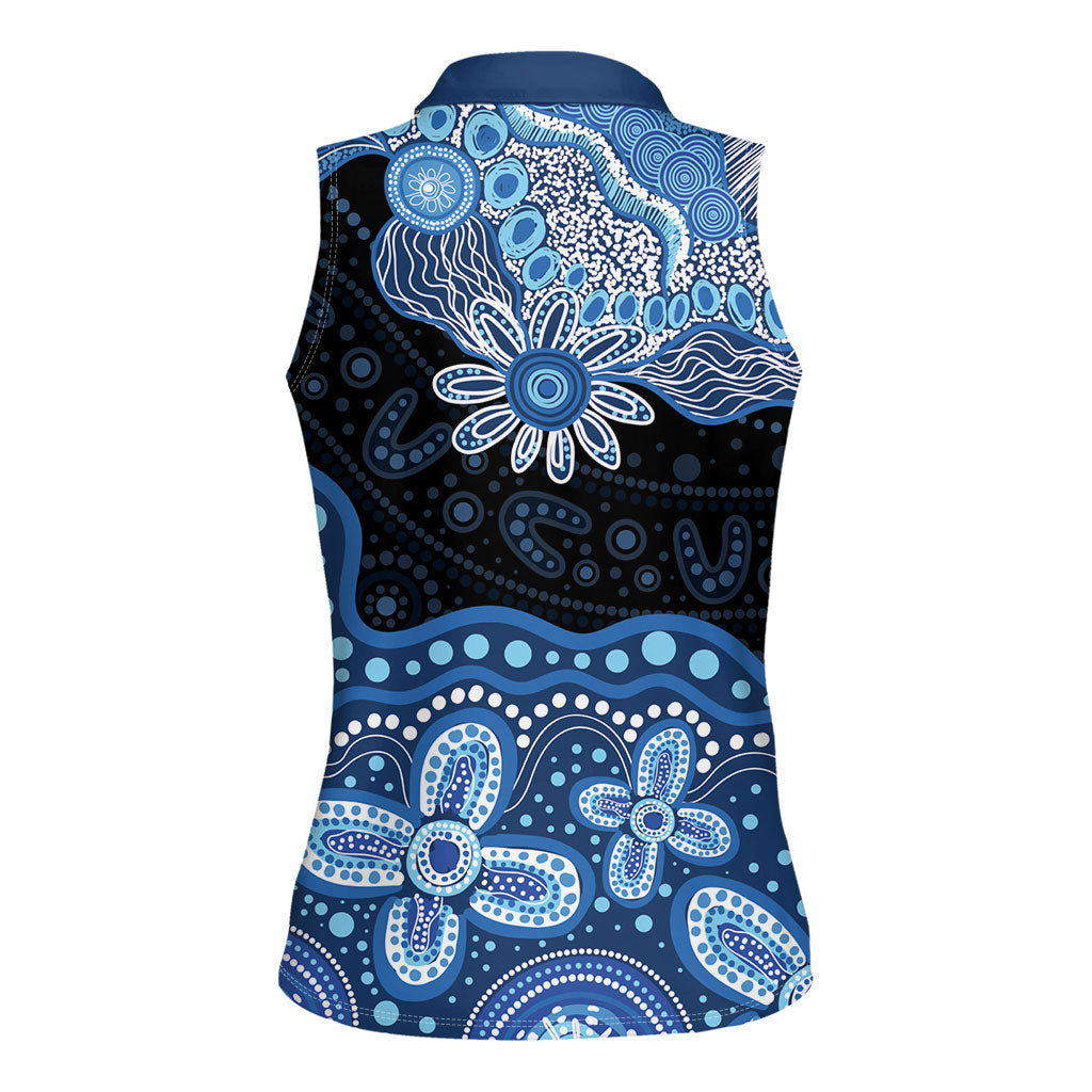 Prostate Cancer Month Aussie Indigenous Women Sleeveless Polo Shirt Blue Ribbon Aboriginal Arts