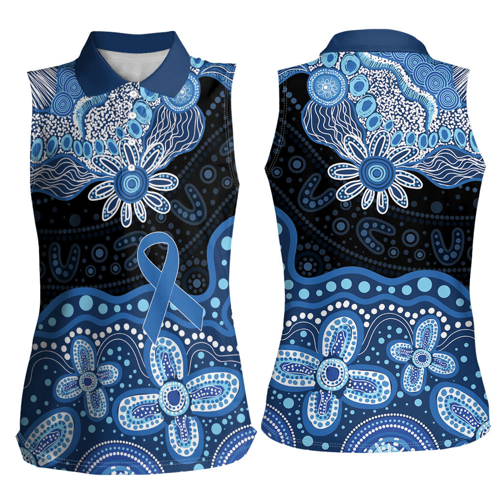 Prostate Cancer Month Aussie Indigenous Women Sleeveless Polo Shirt Blue Ribbon Aboriginal Arts