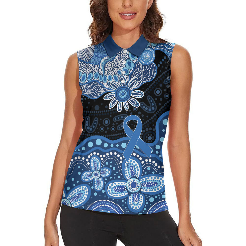 Prostate Cancer Month Aussie Indigenous Women Sleeveless Polo Shirt Blue Ribbon Aboriginal Arts