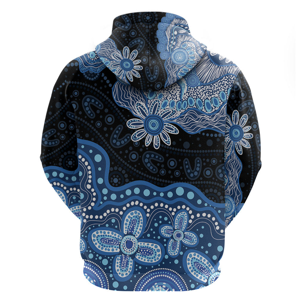 Prostate Cancer Month Aussie Indigenous Zip Hoodie Blue Ribbon Aboriginal Arts
