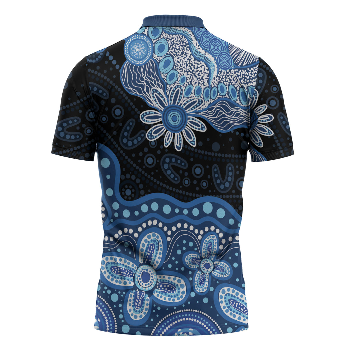 Prostate Cancer Month Aussie Indigenous Zipper Polo Shirt Blue Ribbon Aboriginal Arts