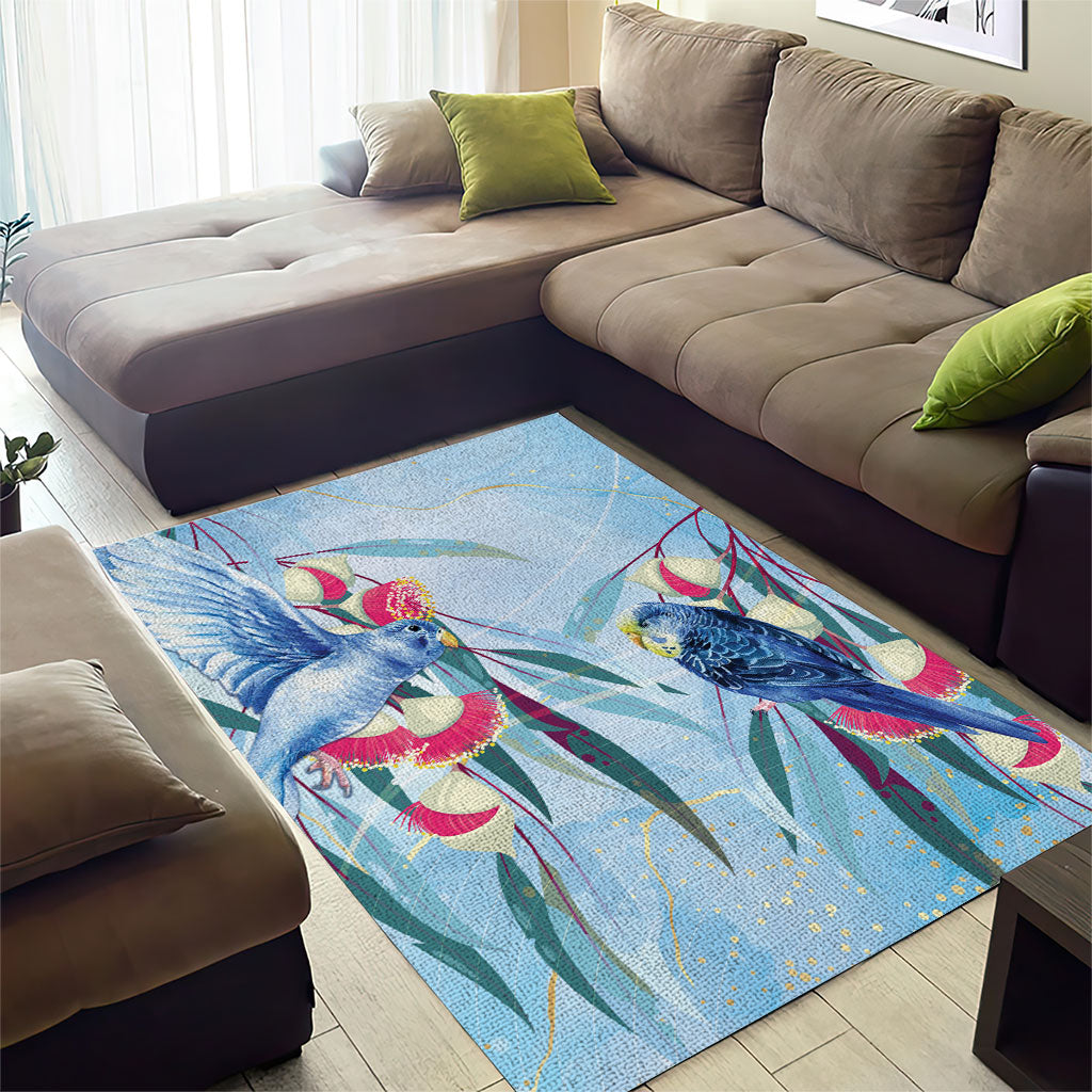 Australia Blue Budgie Marble Glaze Area Rug Cancer Prevention