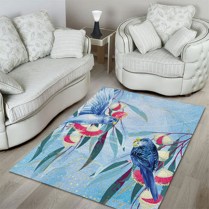 Australia Blue Budgie Marble Glaze Area Rug Cancer Prevention