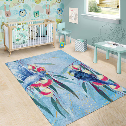 Australia Blue Budgie Marble Glaze Area Rug Cancer Prevention