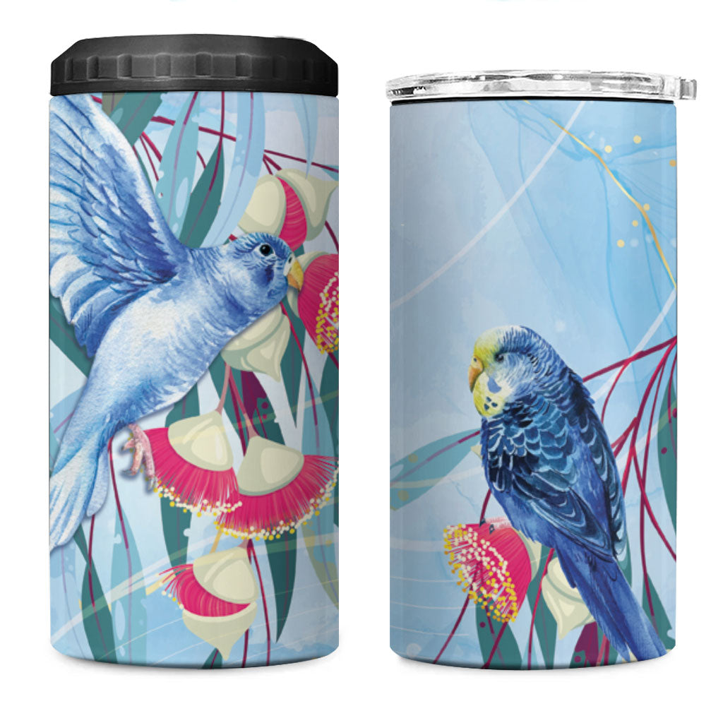 Australia Blue Budgie Marble Glaze 4 in 1 Can Cooler Tumbler Cancer Prevention