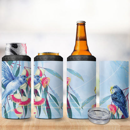 Australia Blue Budgie Marble Glaze 4 in 1 Can Cooler Tumbler Cancer Prevention