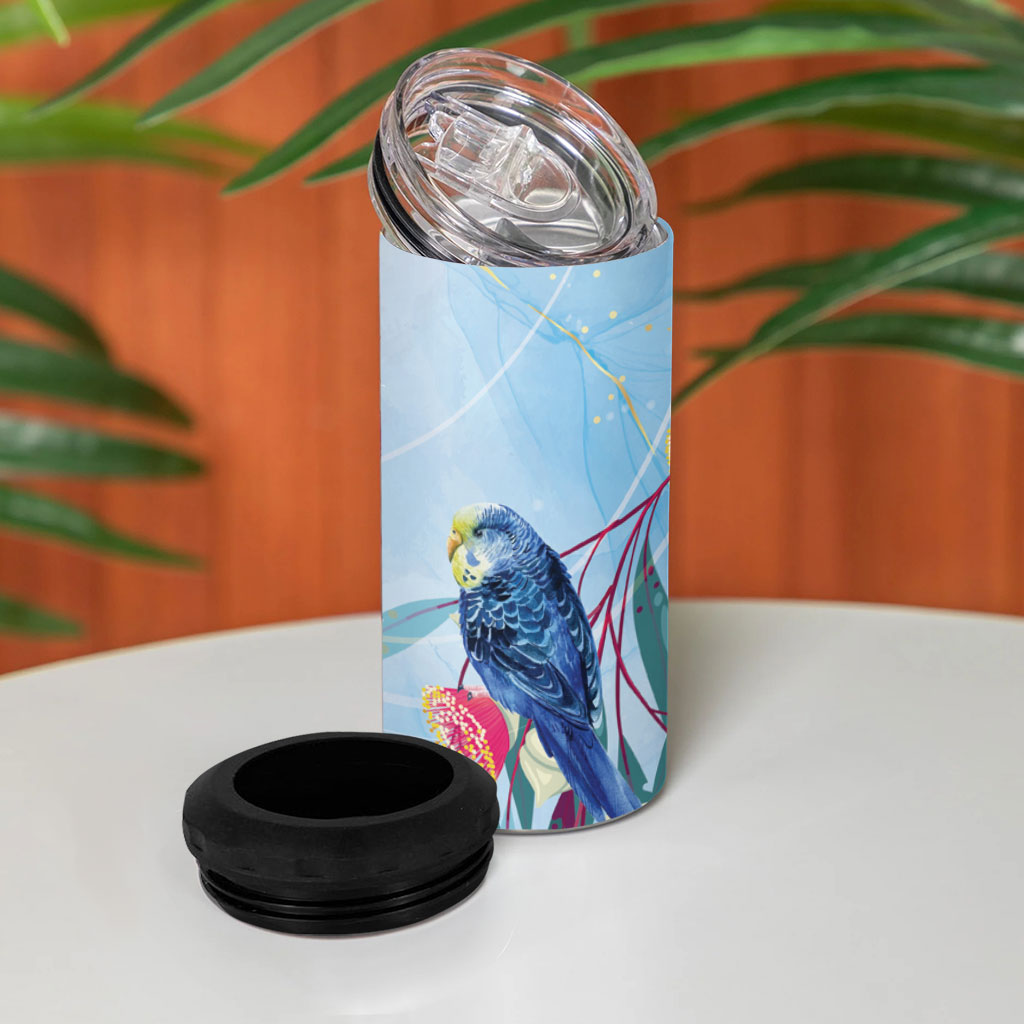 Australia Blue Budgie Marble Glaze 4 in 1 Can Cooler Tumbler Cancer Prevention