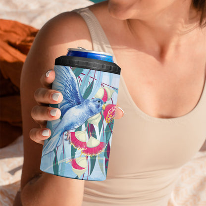 Australia Blue Budgie Marble Glaze 4 in 1 Can Cooler Tumbler Cancer Prevention