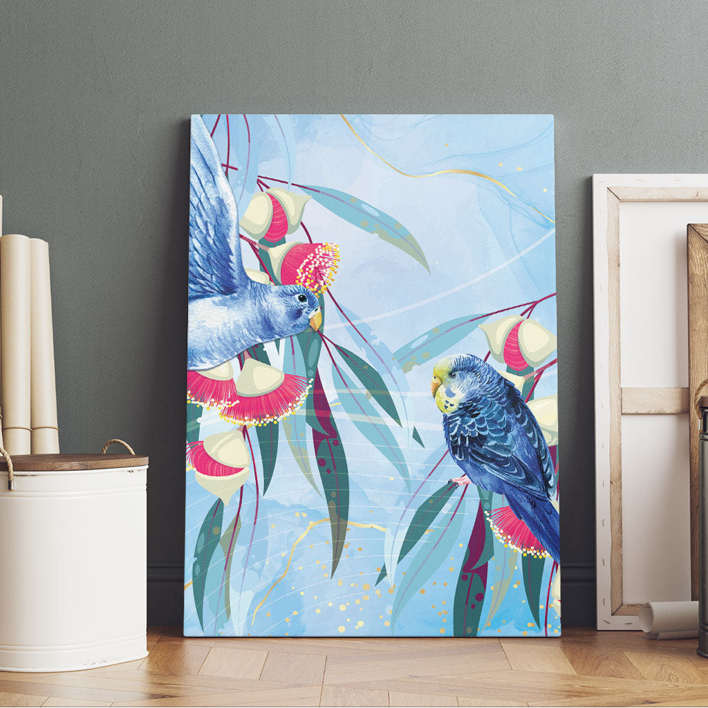 Australia Blue Budgie Marble Glaze Canvas Wall Art Cancer Prevention