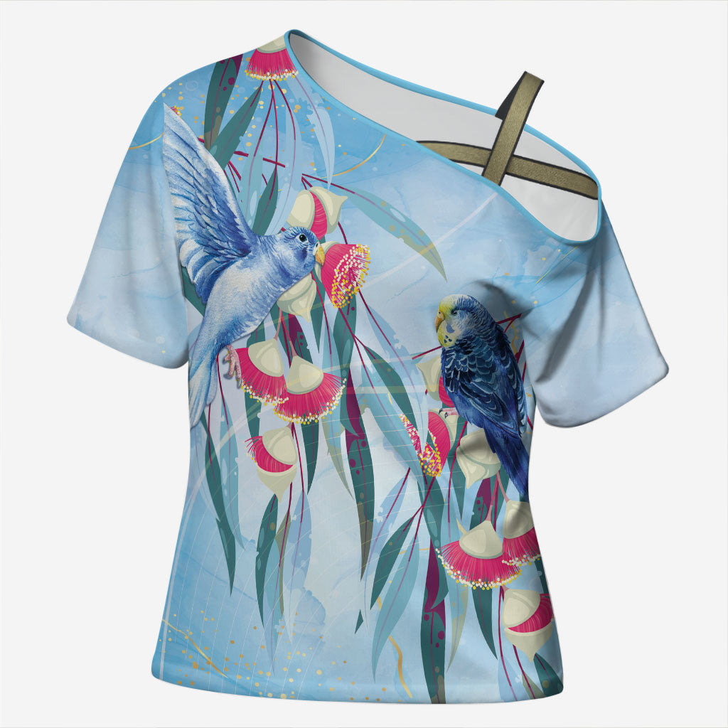 Australia Blue Budgie Marble Glaze Cross Shoulder Shirt Cancer Prevention