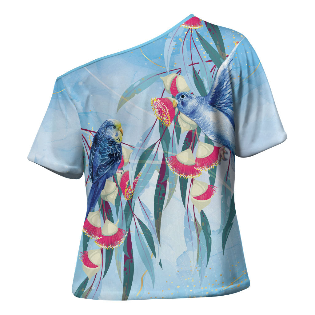 Australia Blue Budgie Marble Glaze Cross Shoulder Shirt Cancer Prevention