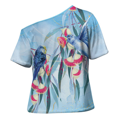 Australia Blue Budgie Marble Glaze Cross Shoulder Shirt Cancer Prevention