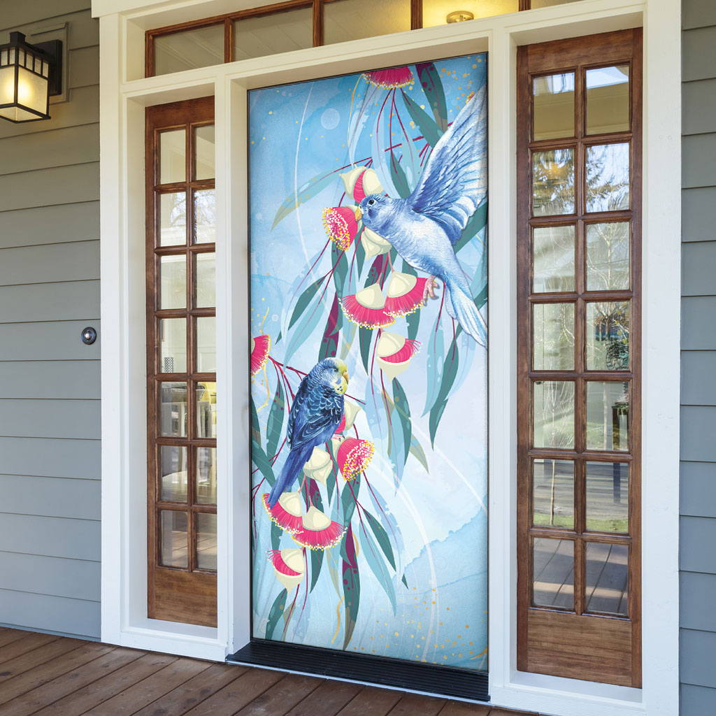 Australia Blue Budgie Marble Glaze Door Cover Cancer Prevention