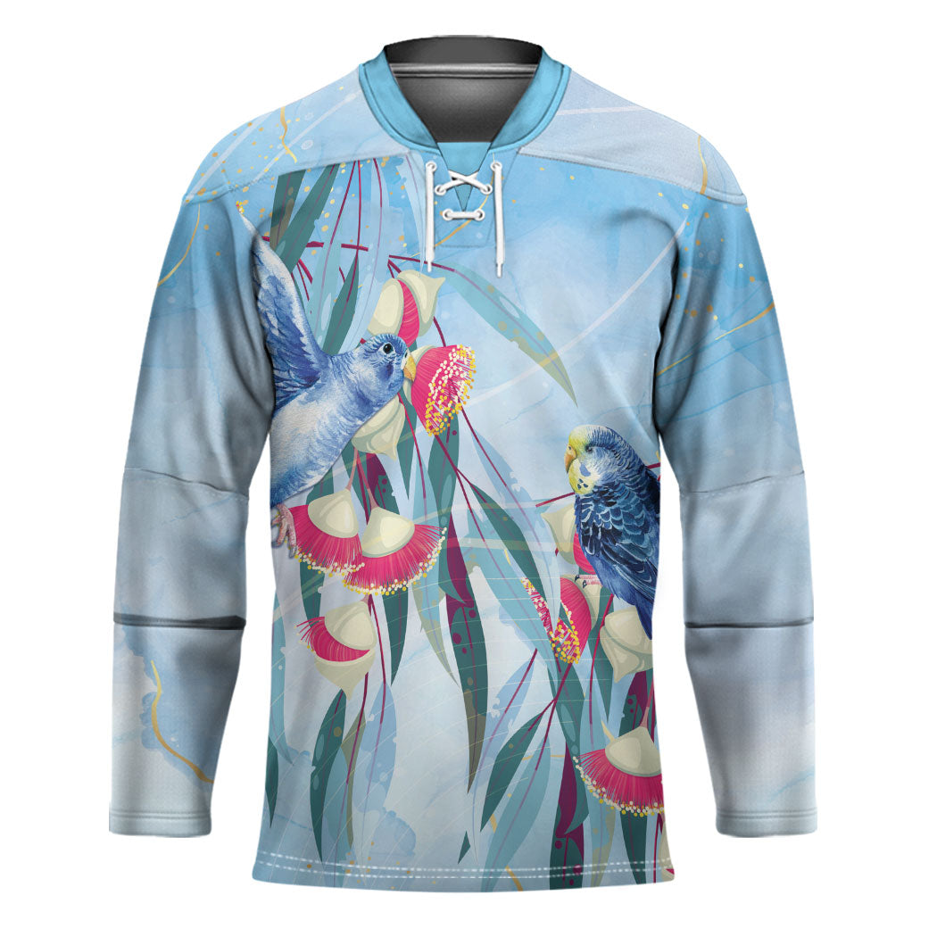 Australia Blue Budgie Marble Glaze Hockey Jersey Cancer Prevention