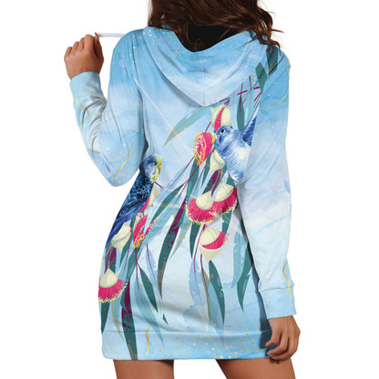 Australia Blue Budgie Marble Glaze Hoodie Dress Cancer Prevention