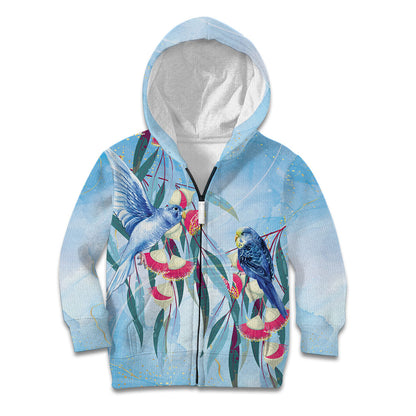 Australia Blue Budgie Marble Glaze Kid Hoodie Cancer Prevention
