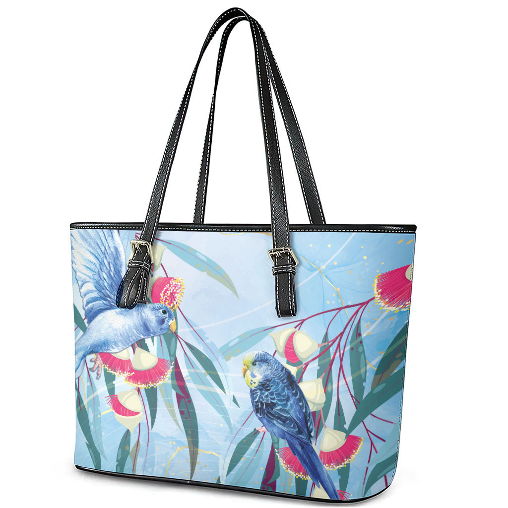 Australia Blue Budgie Marble Glaze Leather Tote Bag Cancer Prevention