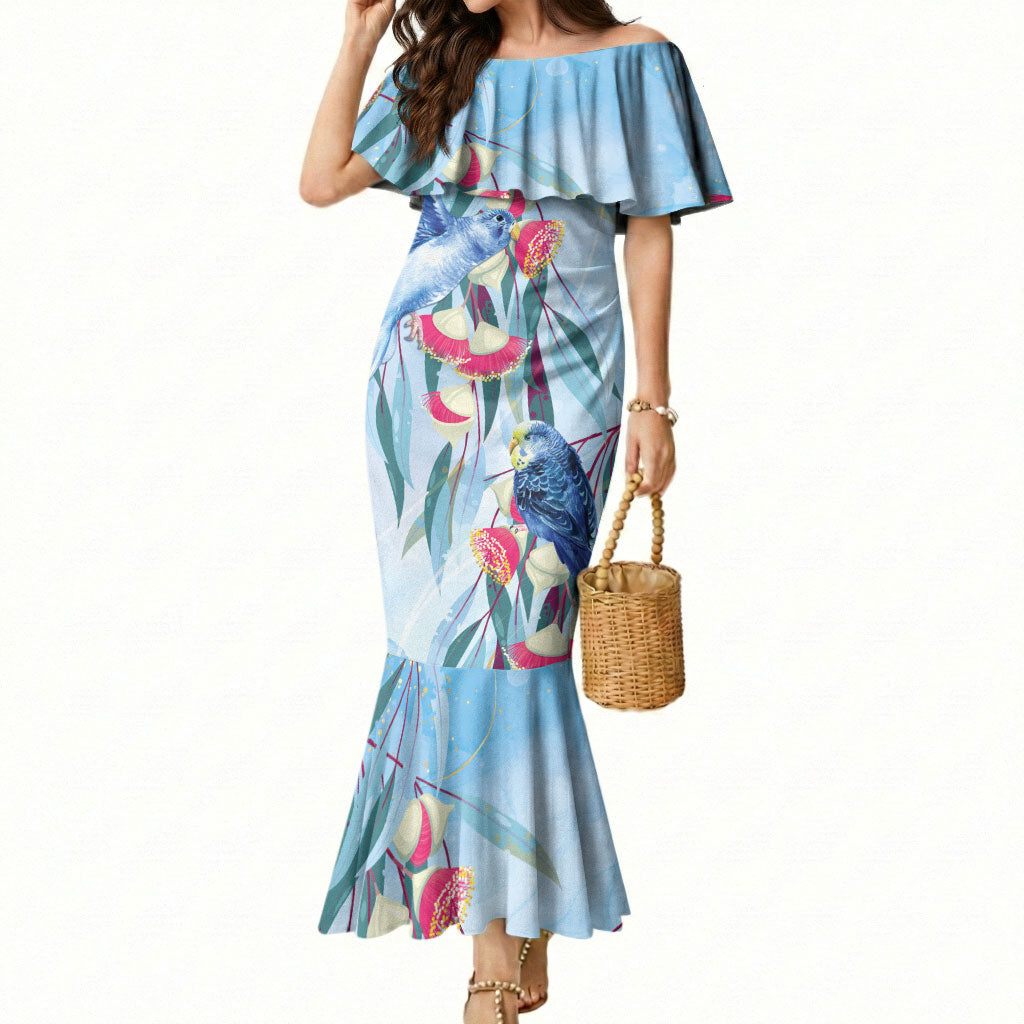 Australia Blue Budgie Marble Glaze Mermaid Dress Cancer Prevention