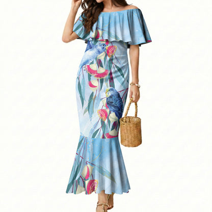 Australia Blue Budgie Marble Glaze Mermaid Dress Cancer Prevention