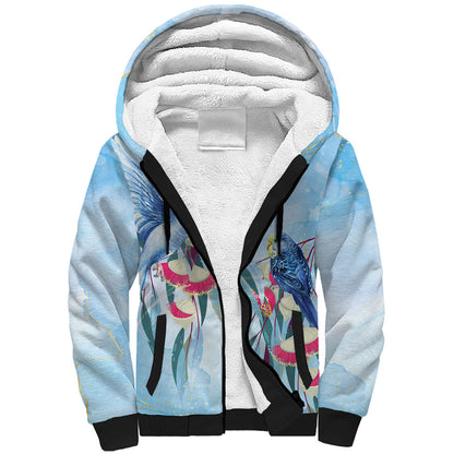 Australia Blue Budgie Marble Glaze Sherpa Hoodie Cancer Prevention