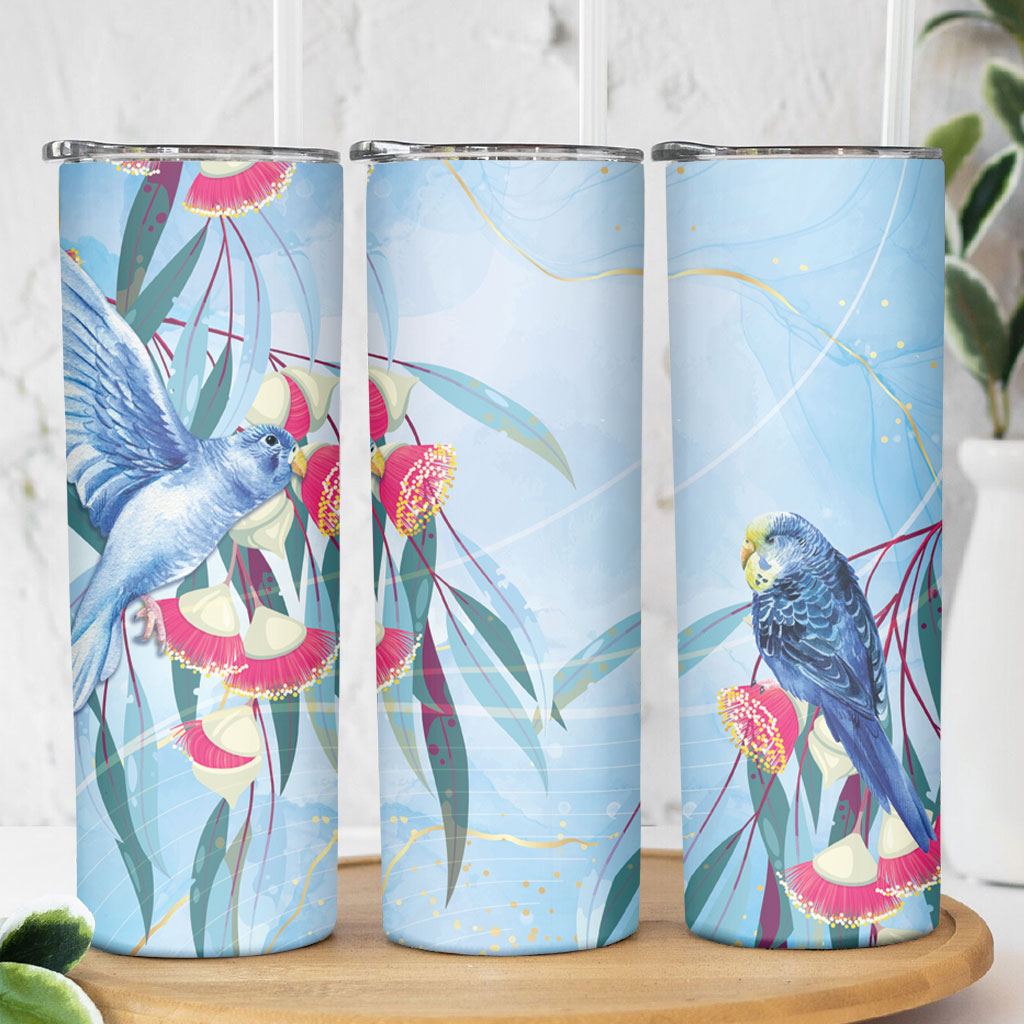 Australia Blue Budgie Marble Glaze Skinny Tumbler Cancer Prevention