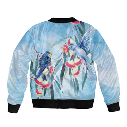 Australia Blue Budgie Marble Glaze Sleeve Zip Bomber Jacket Cancer Prevention