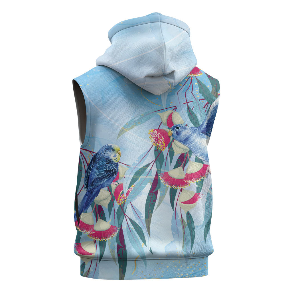 Australia Blue Budgie Marble Glaze Sleeveless Hoodie Cancer Prevention