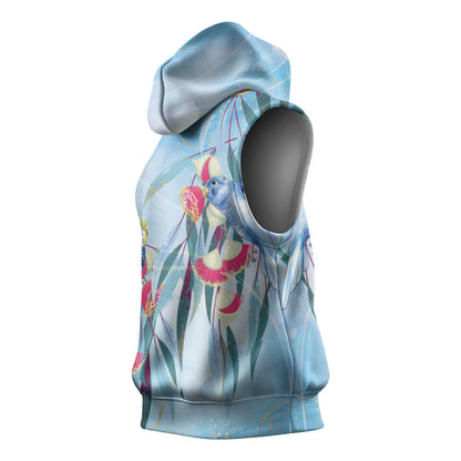 Australia Blue Budgie Marble Glaze Sleeveless Hoodie Cancer Prevention