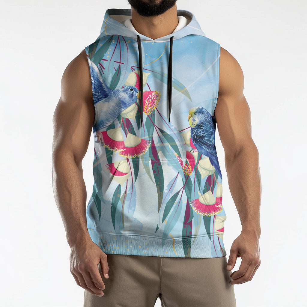 Australia Blue Budgie Marble Glaze Sleeveless Hoodie Cancer Prevention