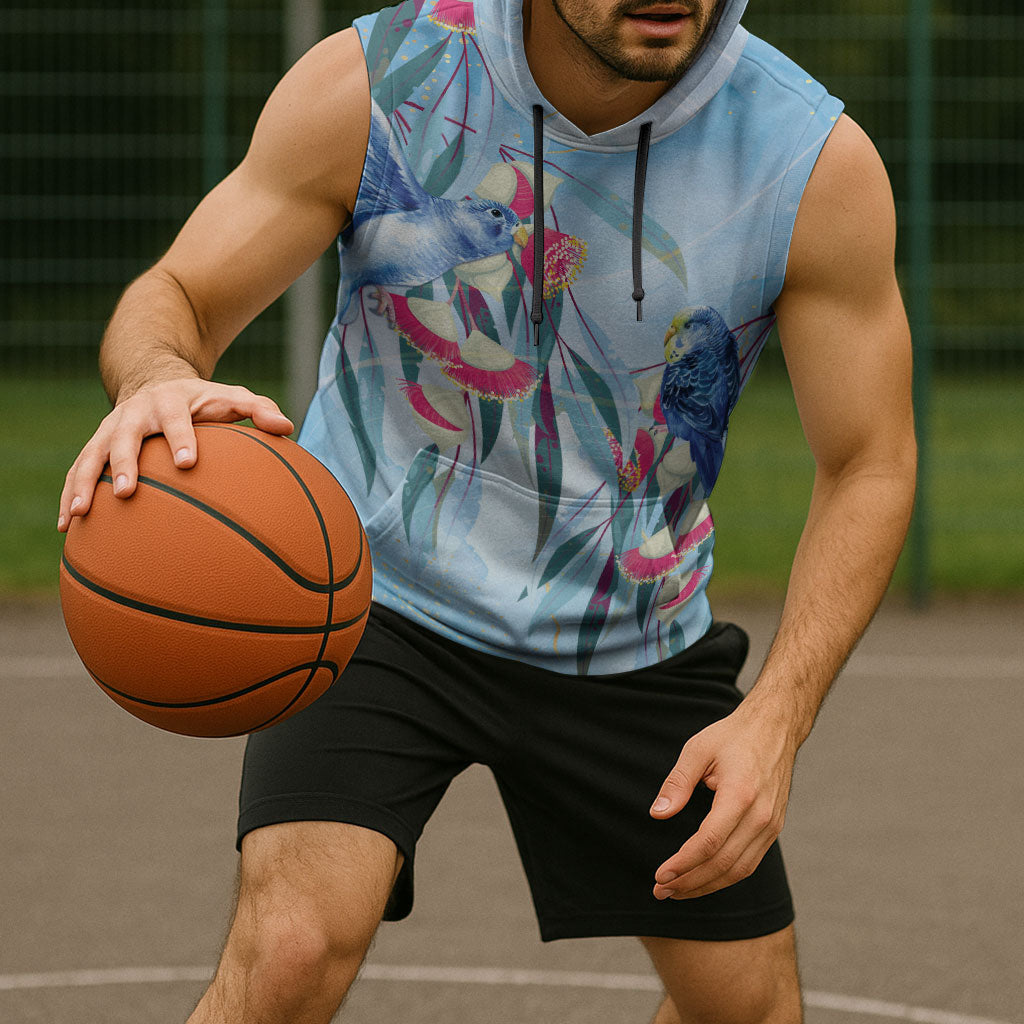 Australia Blue Budgie Marble Glaze Sleeveless Hoodie Cancer Prevention