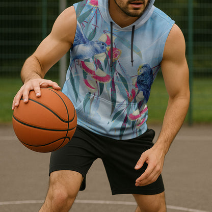 Australia Blue Budgie Marble Glaze Sleeveless Hoodie Cancer Prevention